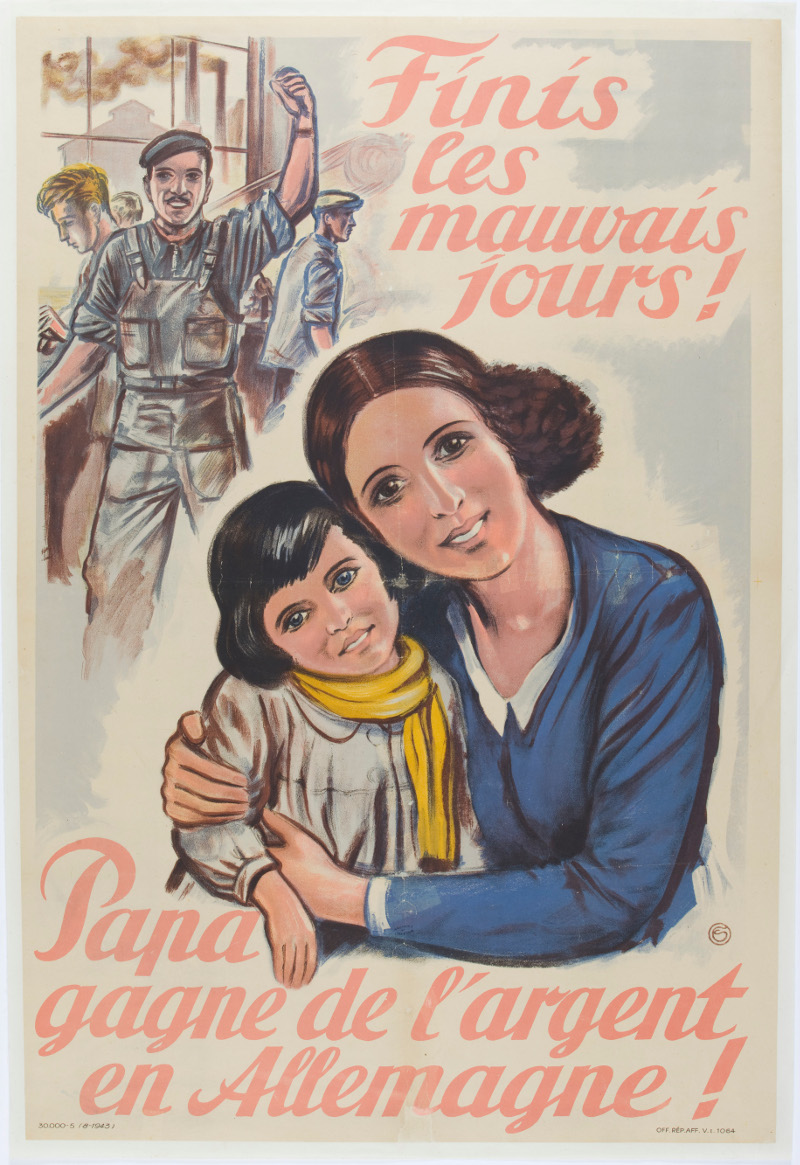 La propagande allemande cherche à séduire les mères de famille pour que leurs maris partent travailler en Allemagne - Archives départementales des Côtes-d'Armor. Cote du document : 25 FI 88