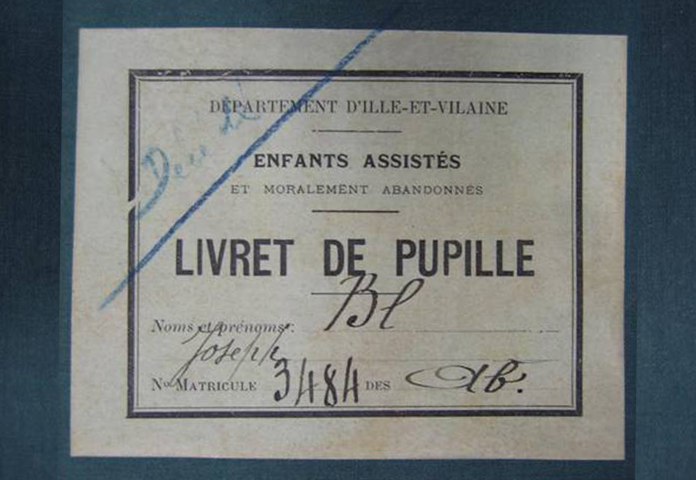 Livret de pupille. Source : archives départementales d'Ille-et-Vilaine.