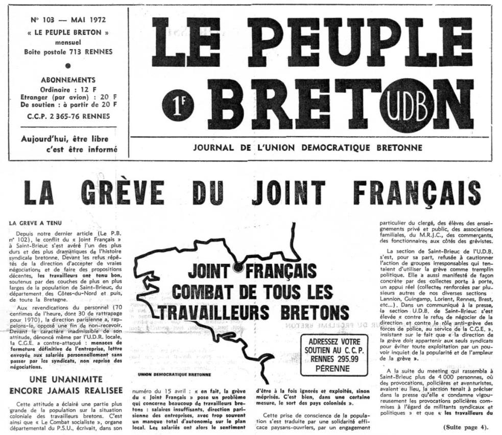 Le peuple breton, mai 1972 103 (extrait de la couverture) - KDSK - (Cliquez sur l'image pour lire le journal en pdf)