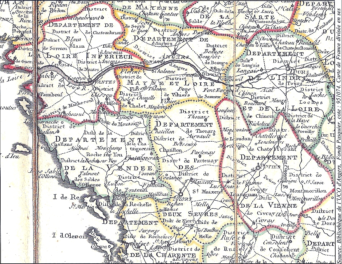 Kartenn departamantoù ar c’hornôg, 1791, dielloù kozh Skol-veur gatolik ar c’hornôg
