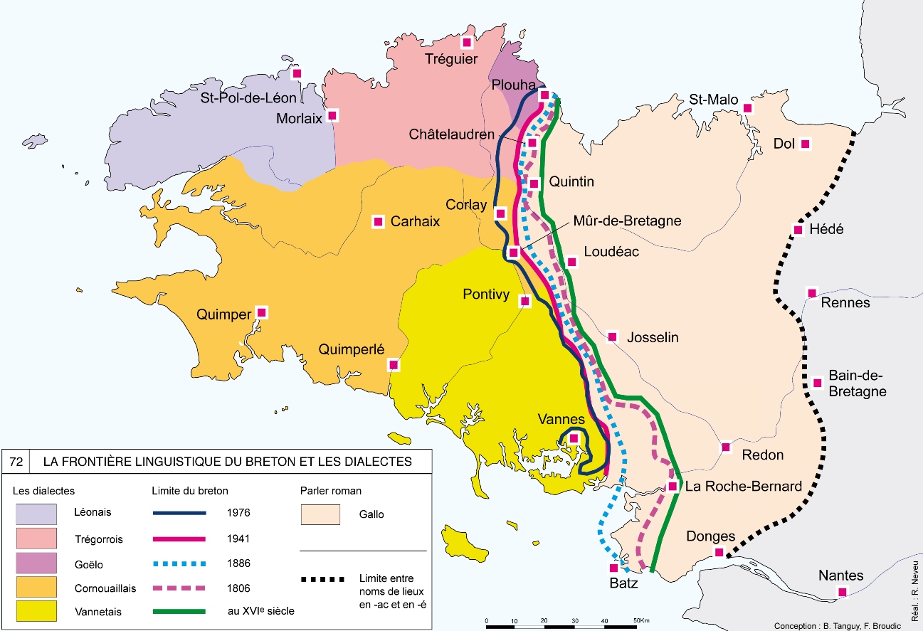 Carte des dialectes bretons