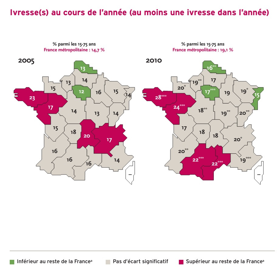 « Ivresses répétées (au moins trois ivresses dans l’année) en France en 2005-2010 » - Atlas des usages de substances psychoactives 2010