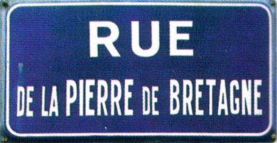 Plaque de la rue de la Pierre de Bretagne