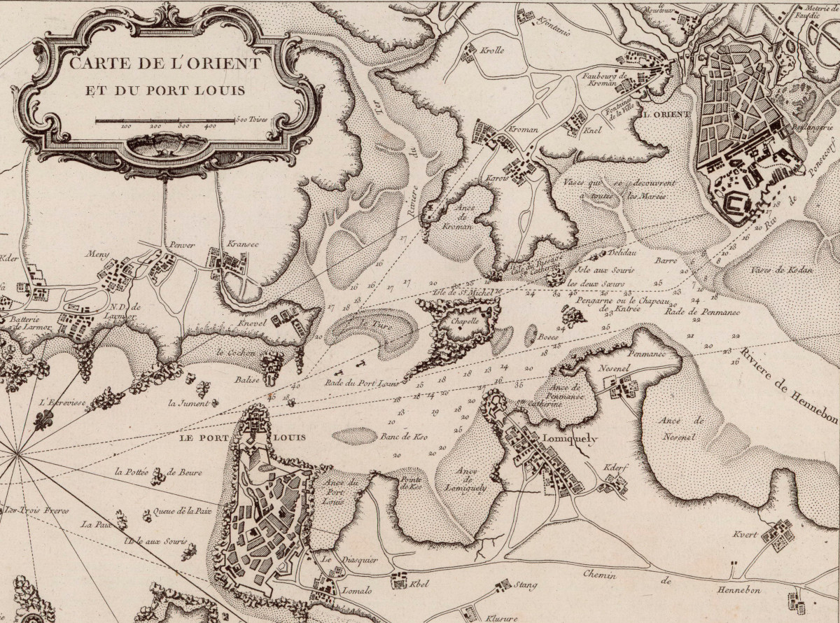 Carte de l'Orient et du Port Louis (XVIIIe siècle). Gallica / bibliothèque nationale de France.