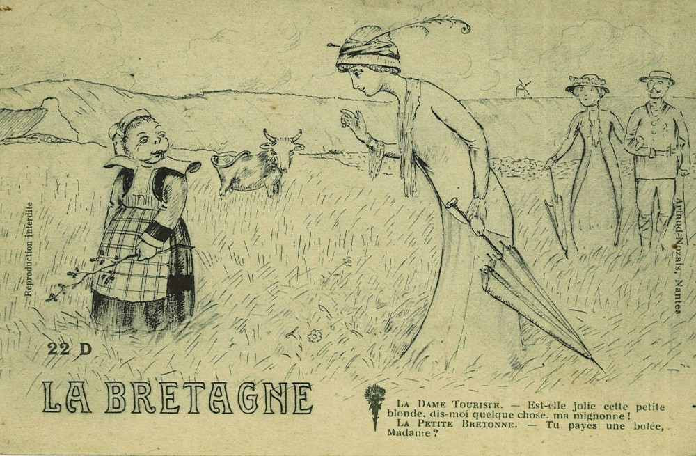 La série de cartes « La Bretagne » des éditions Artaud et Nozais, véhiculent le stéréotype des Bretons alcooliques. Elle avait à l’époque fait l’objet d’une multitude d’interventions pour que l’éditeur en cesse la diffusion et les vendeurs de la mettre en rayon - Cartolis