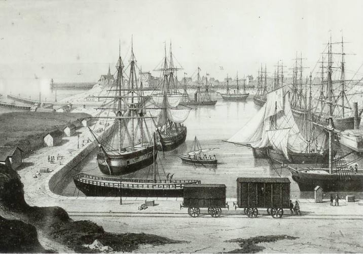 Le port de Saint-Nazaire vers 1860 Dessin de Deroy. Archives AREMORS
