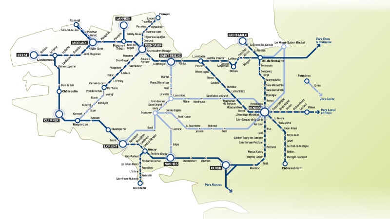 Le réseau de transport régional. Crédit : transports.bretagne.bzh