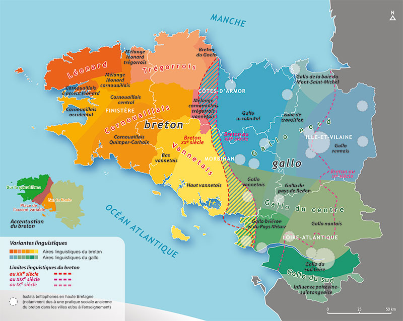 carte linguistique de Bretagne